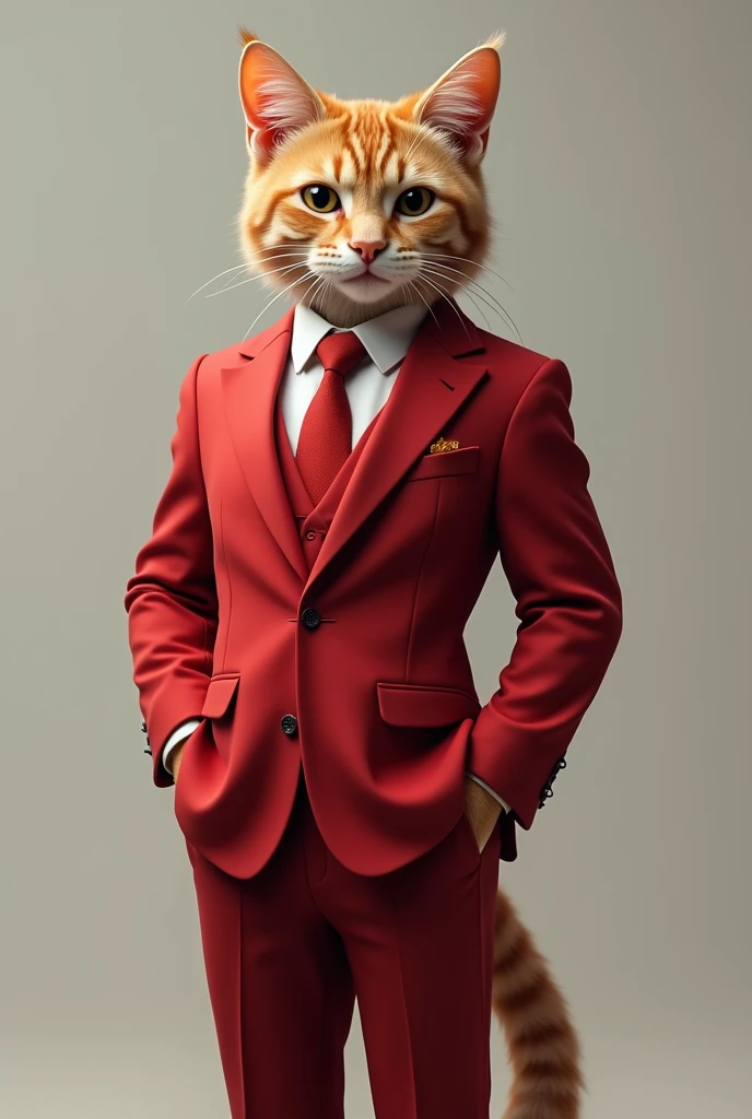 Cat with red suit and tie