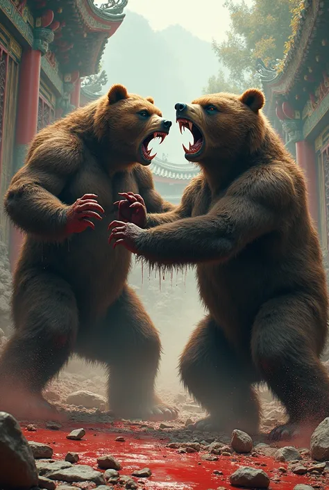 Bloody fight between two soldiers, who have a curse that turns them into bears. during the Qing Dynasty 