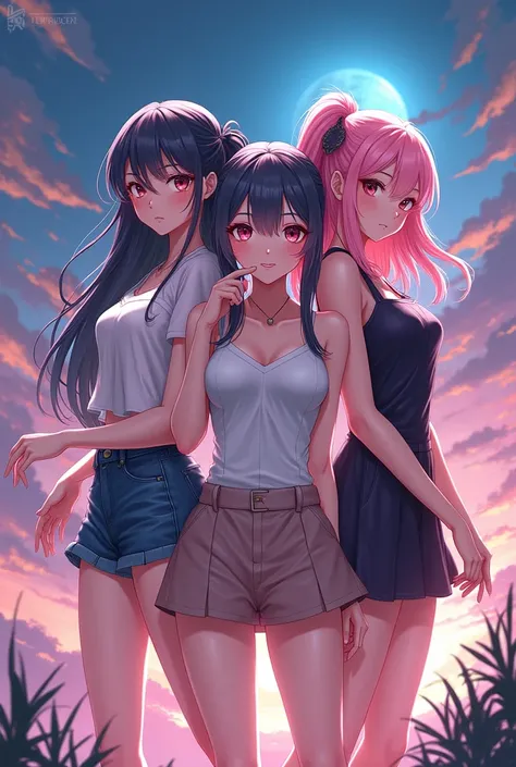 3 sexy girls ,in this, anime.