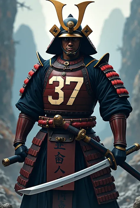 Samurai with a number 37 anime
