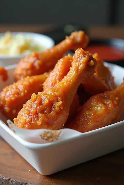 Chicken wings in a styro bowl and sidish