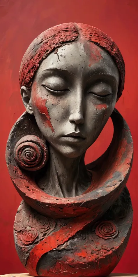 Abstract sculpture, strange, Abstract art, Surrealism, red background