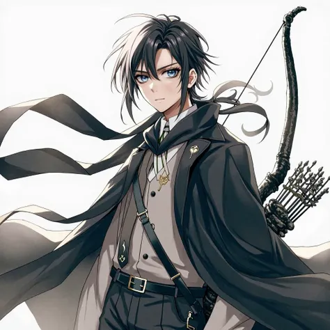 young man; Black hair; green eyes; medium hair; straight hair; rune on the right side of the face below the eye; perfect face, black plague doctor clothes; Suit; cinematic lighting, anatomically correct, super detail, high quality, best quality, high resol...