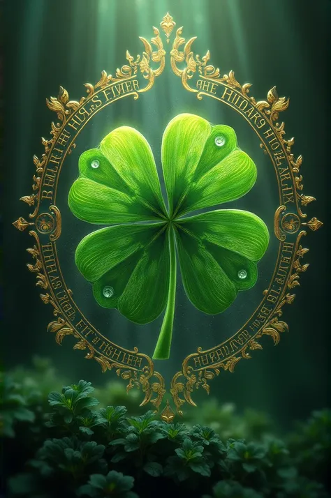 Create an image of a 4-leaf clover with text around it in praise of Isis