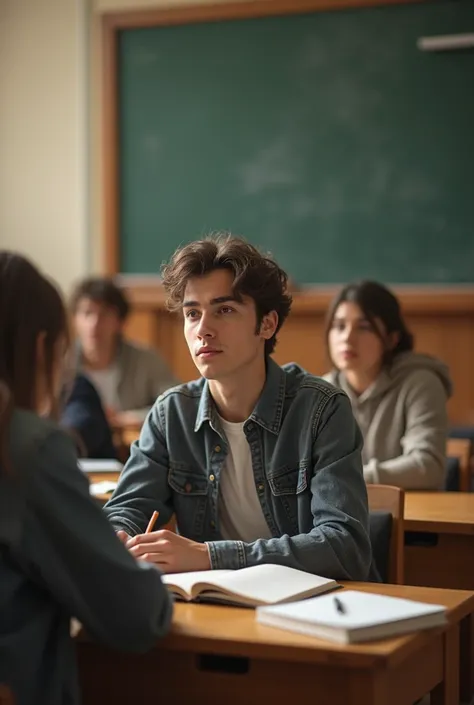 Man in college class room