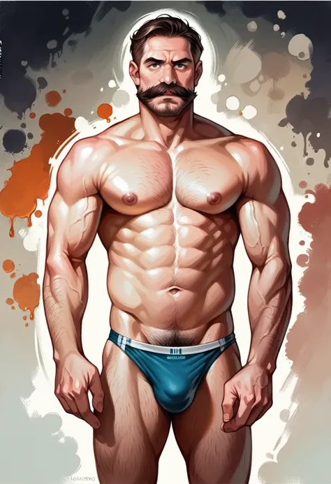 muscular hairy burly man, square jawline, beard, mustache, brawny chest, speedo underwear, intricate details, photorealistic, highly detailed, 8k, studio lighting, sharp focus, physically-based rendering, hyperrealistic, oil painting, chiaroscuro, dramatic...