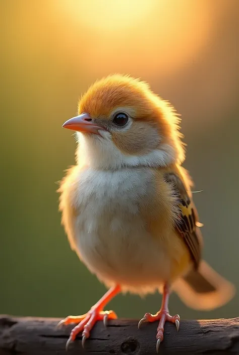 A mesmerizing close-up portrait of a beautiful little bird illuminated by the sun.