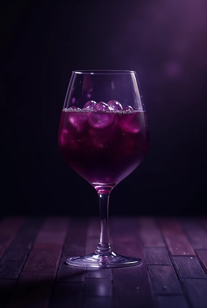 A glass with dark purple drink