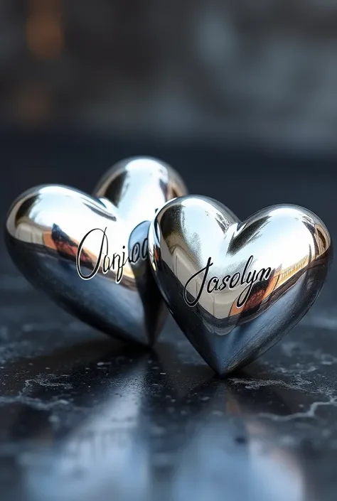 Two beautiful chrome hearts, one with the name Darfred inside and the other with the name Jhoselyn inside.