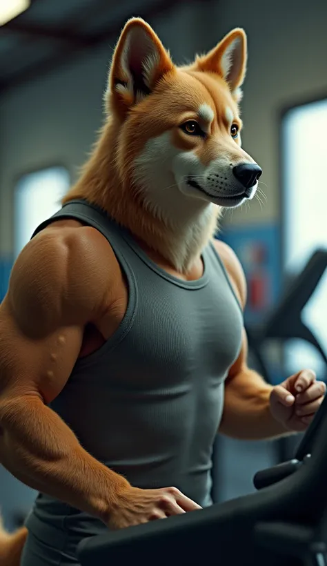 Weeks later, Max is seen running on a treadmill with focus and confidence. His body has slimmed down, muscles showing through his fur, and a determined look shines in his eyes.