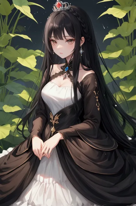 Princess with long black hair and dress