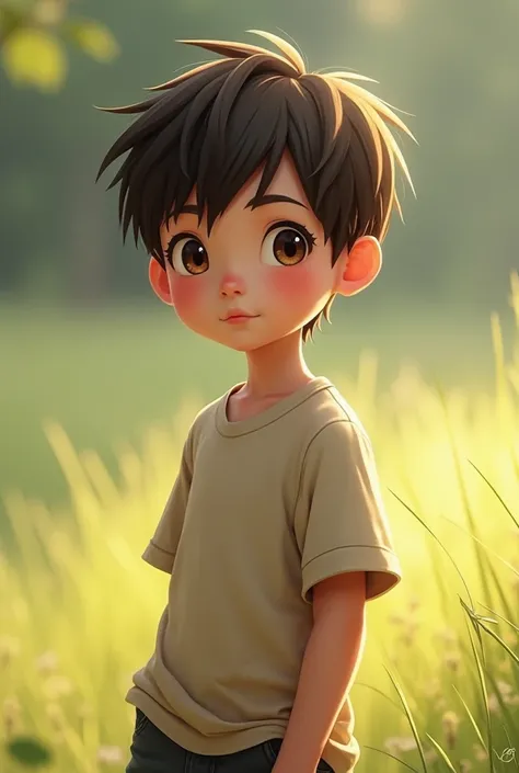 Boy with brown highlights wearing slightly baggy clothes 