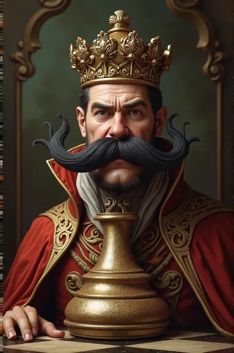 A chess king with a mustache 