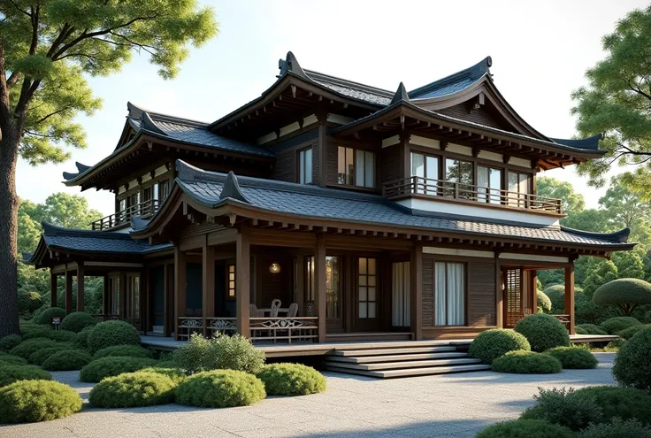 a beautiful japanese traditional suburban house, detailed architectural design, intricate structural integrity, subdued color palette, realistic physics simulation, cinematic lighting, award winning concept art, masterpiece, (best quality,4k,8k,highres,mas...