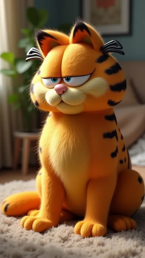 Make Garfield but make it realistic like a real cat 