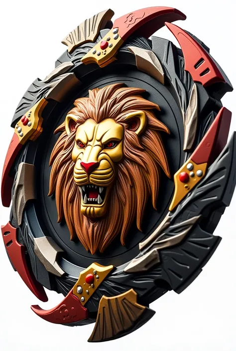 I want a Beyblade that has a design with a lion on the front and that looks like it has teeth on the edges 