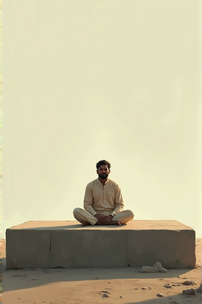 A indian man sitting on a big tablet