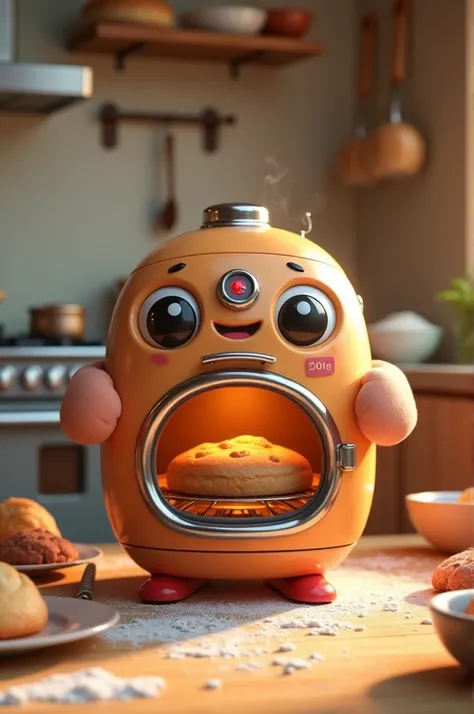 Create a character that is an animated baking oven 