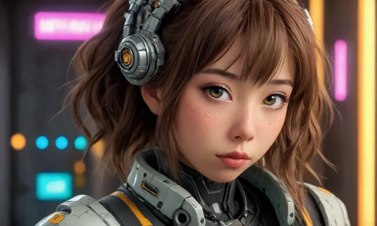 a cute yuna, beautiful detailed eyes, beautiful detailed lips, extremely detailed face and skin, long eyelashes, sexy technician outfit with frayed edges and many holes, grease smudges, studying a mechs technical readouts on a wall, architectural design of...