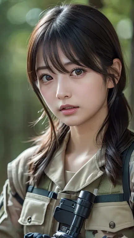 (masterpiece),(Best Quality),(High resolution),(Very detailed),One Woman,4,Mature Woman,Japanese,Black Hair,Short Bob,Beautiful Eyes,Long eyelashes,Beautiful Hair,Beautiful Skin,strict,whole body,break(((Sniper Riflesで何かを狙う))),((Take in the view))(Lying do...