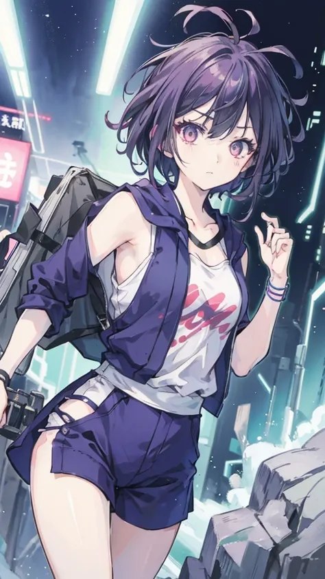 Colored portraits of female characters in anime style. It and Anime《Ninja Detective》Has distinct characteristics. The scene takes place in a futuristic city full of neon lights.. The environment is exciting and adventurous. Digital camera with camera set t...