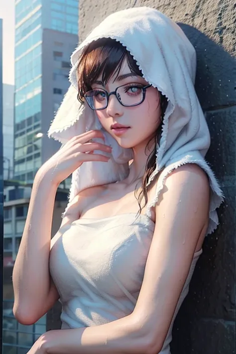 best quality、masterpiece、high sensitivity、high resolution、detailed description、delicate facial depiction、slender women、glasses、w...