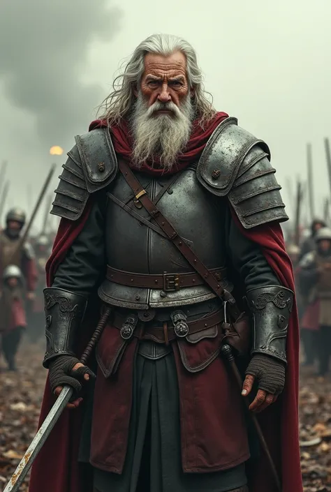 Old men warrior in battlefield 