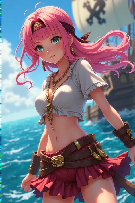 anime girl pink haired pirate