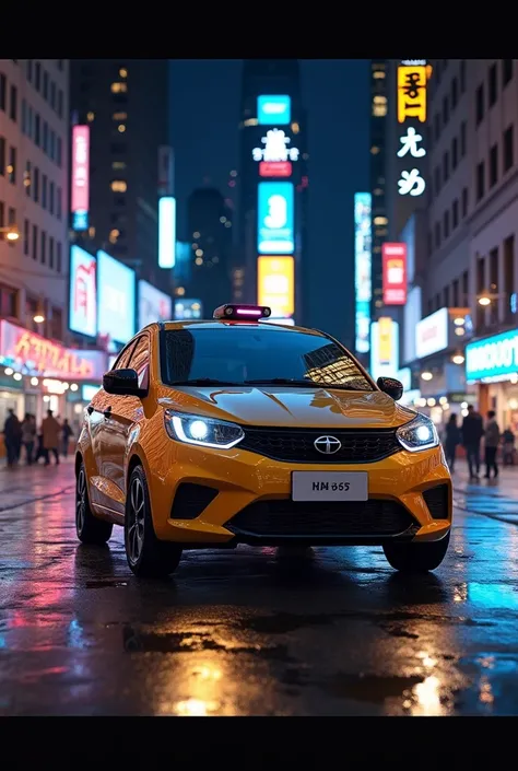 Tata car in new york street in night 
