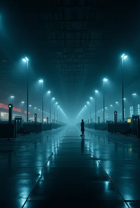 An airport at night,no one 