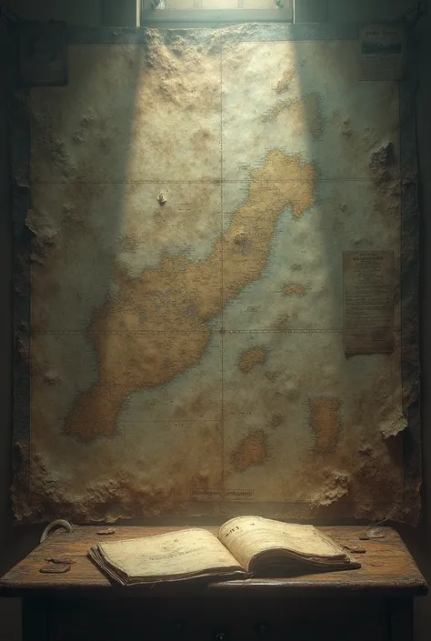 Old maps and battle visuals fading in