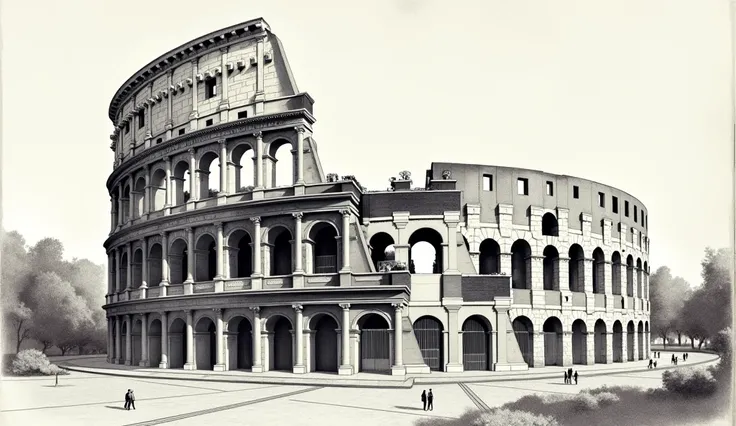 (The Roman Colosseum), Architectural Design Paper, (sketch)