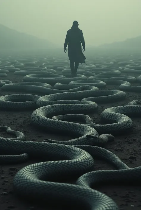 Un homme qui marche sur des serpents 