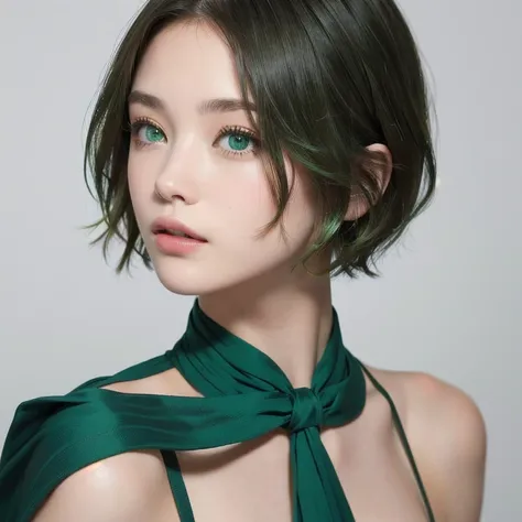 1girl,Short Hair, Green ,Eyes,