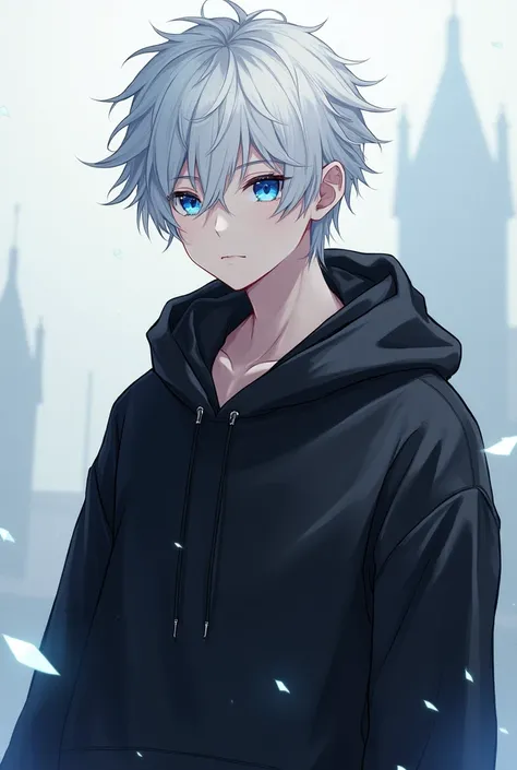 Anime character black hoodie boy blue eyes Wight hair 
indian 


