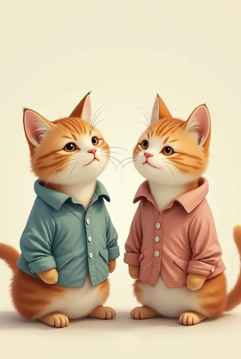 Imagine couple cat wearing pent shirts