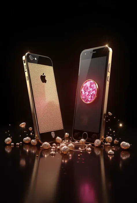 Background: Use a dark, elegant background to enhance the luxury feel.
iPhones: Showcase the iPhone 5 Black Diamond on the left, highlighting its 24-carat gold body and 600 white diamonds. On the right, display the Falcon Supernova iPhone 6, featuring the ...