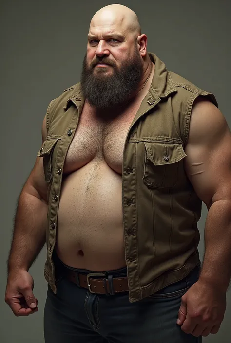 8K Very Best Highest Realistic Quality very Realistic 8K very detailed highly photorealistic very realistic highly detailed closeup portrait photo of a Very Realistic Bald Sexy Bald Daddy Hairy Bearded Bear Beefy Body Thick Muscle Bear Burly Chubby Beefy M...