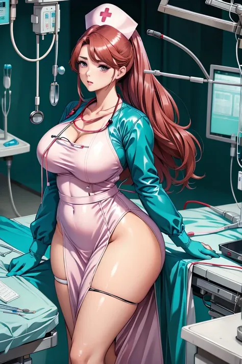 nurse uniform,hospital, latex nurse suit,nurses,busty,elbow gloves,labcoat,black hair woman,red eyes , gigantic ,medical instruments,asian nurse,two nurses,speculum,examination room,oversize ,big ass ,strap on, lay on table ,legs spreaded,giving birth,gyno...