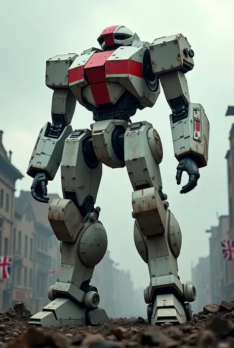 Make a war robot with the skin of england flag