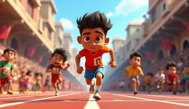 3d pixar cartoon character handsome haircut india 2 boy  15 years hd background ` 1 boy big race competition but Sonu will lose