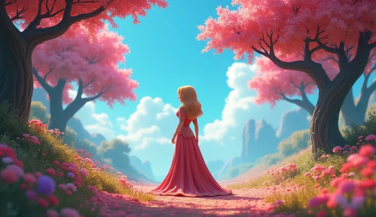 3D animation style "Restoration of the Kingdom: The kingdom is restored to its former beauty. The skies are clear, the trees glow with life, and the fairies have their wings and powers back. Tara stands at the center, watching over her peaceful, shining ki...