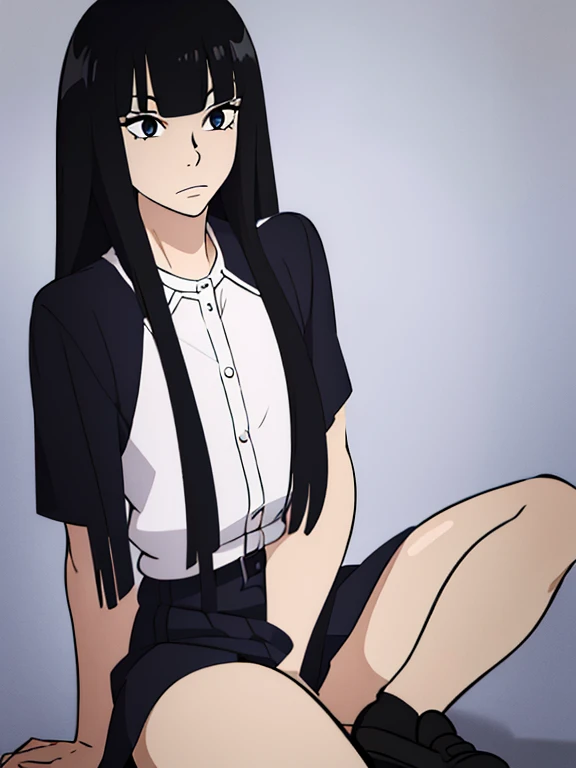 ((best quality)),((highly detailed)),masterpiece,absurdres,detailed face,beautiful face,((detailed eyes, deep eyes)),((dynamic pose)), sawako, 1femboy, girly, otokonoko, transgender, femboy, black hair, solo, long hair, bangs, black eyes, blunt bangs, open...