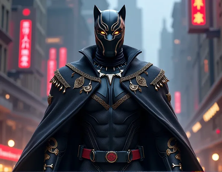 avenger black panther in russian costume suit
