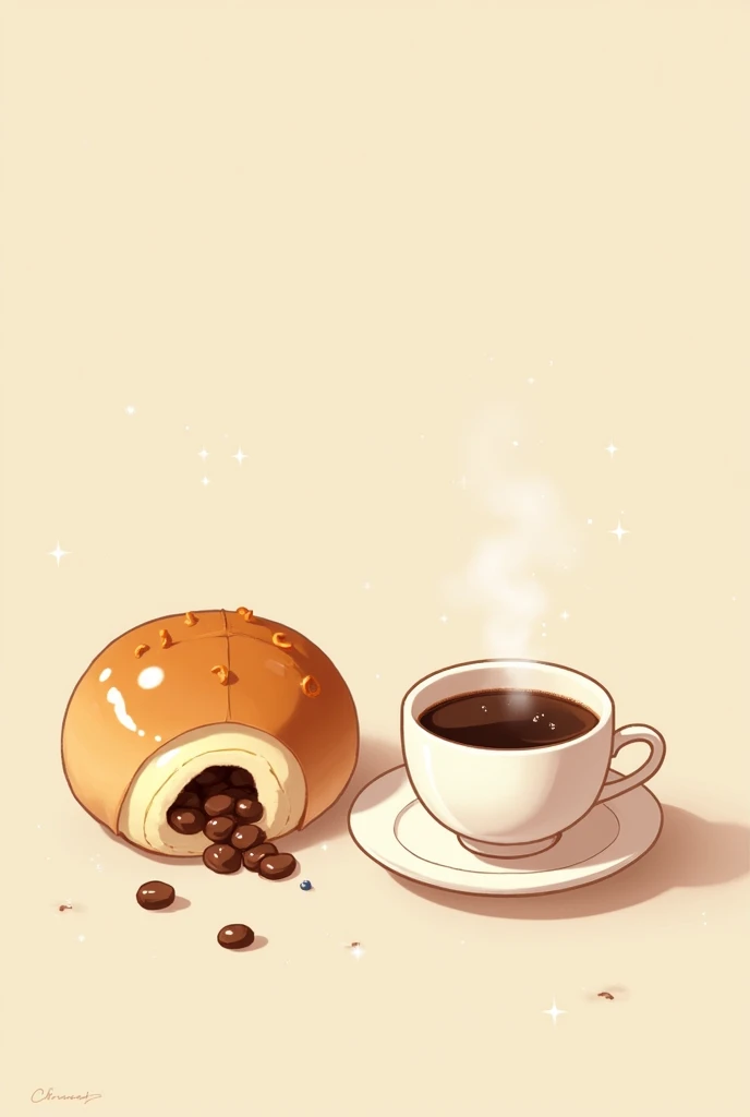 stuffed steamed bun,Coffee cup , Anime