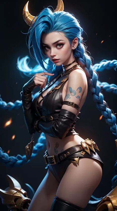 Jinx League of legends, Крупный план, голая