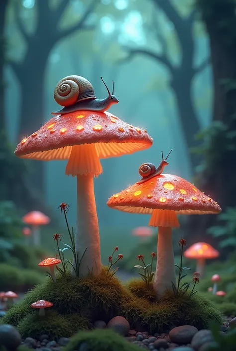 there are two mushrooms with a snail on top of them, mushroom umbrella, mushrooms milky way, mushrooms, psychedelic mushrooms dream, psychedelic mushrooms, shrooms, toadstools, trippy mushroom, building mushrooms, magic mushrooms, in a whimsical fairytale ...