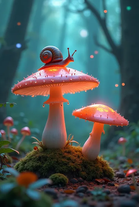 there are two mushrooms with a snail on top of them, mushroom umbrella, mushrooms milky way, mushrooms, psychedelic mushrooms dream, psychedelic mushrooms, shrooms, toadstools, trippy mushroom, building mushrooms, magic mushrooms, in a whimsical fairytale ...