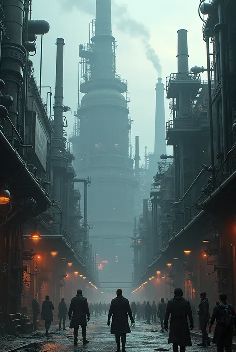 ((best quality)), ((masterpiece)), (detailed), masterpiece, ultra realistic, highly detailed photo of industrial town inspired by Final Fantasy 7