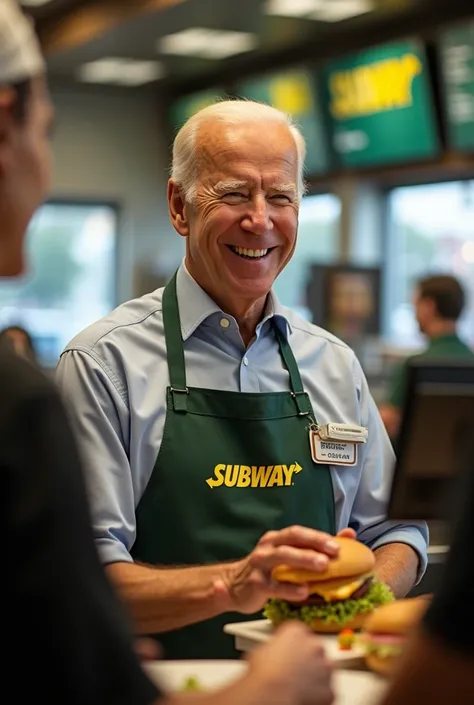 Joe biden working at subway 